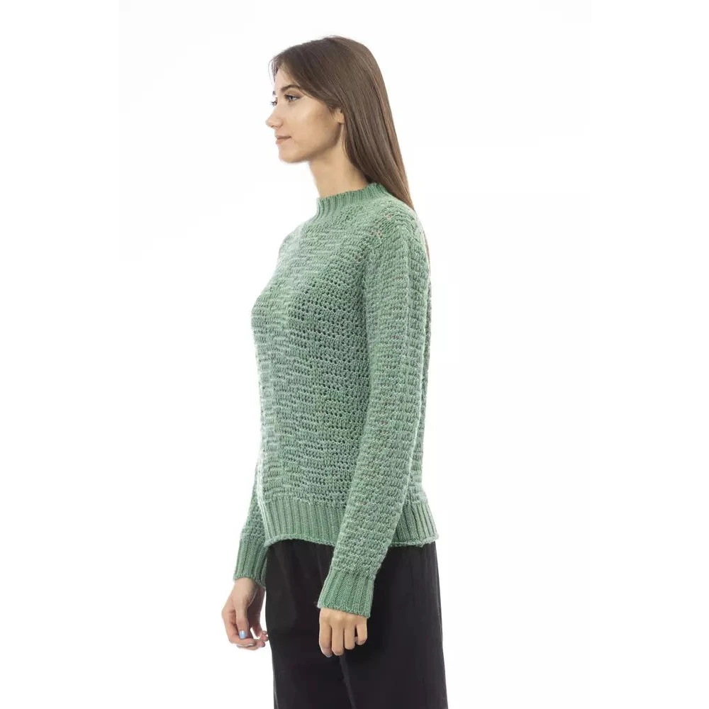 Alpha Studio Elegante Groene Mock Neck Sweater Green Dames