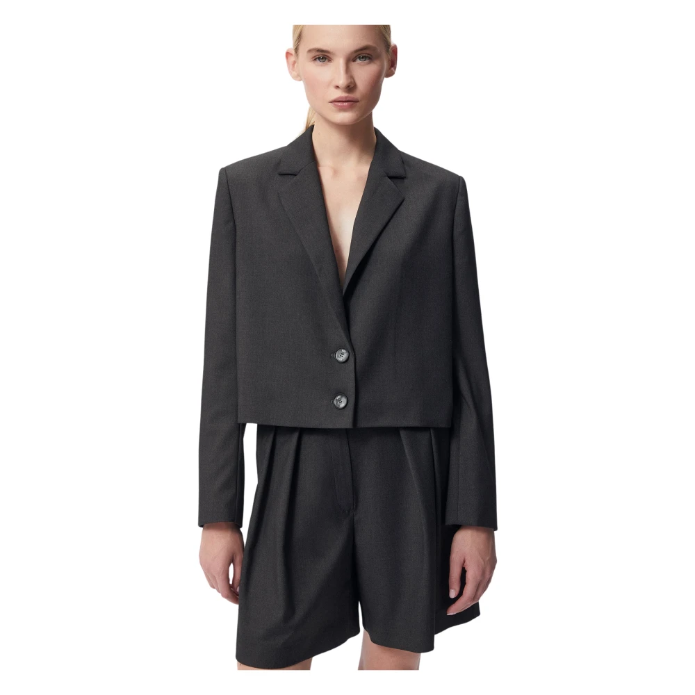 Bizuu Grijze Box Blazer Gray Dames