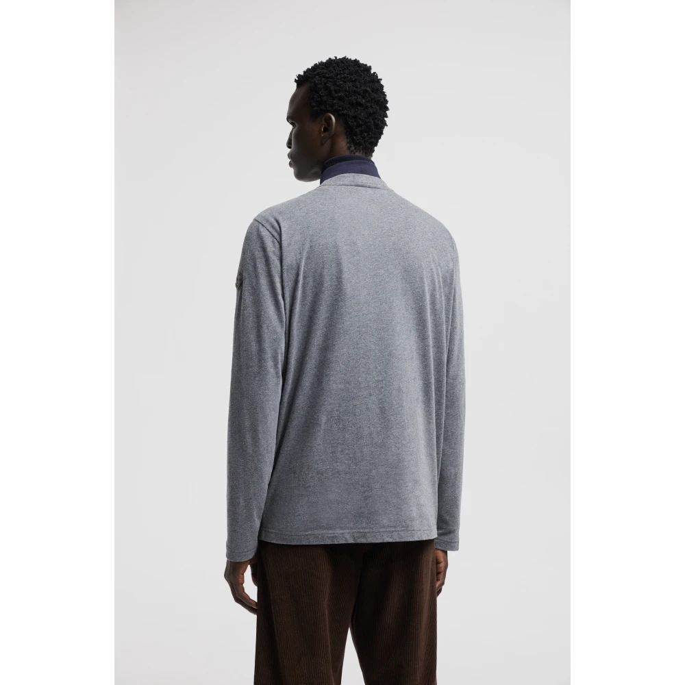 Moncler Grijze Logo Longsleeve T-shirt Gray Heren