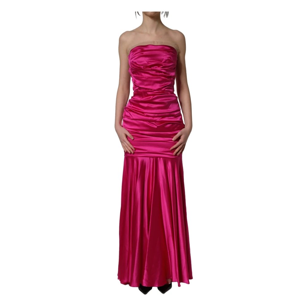 Dolce & Gabbana Women's Pink Gowns, Xs, Strapless Long Dress