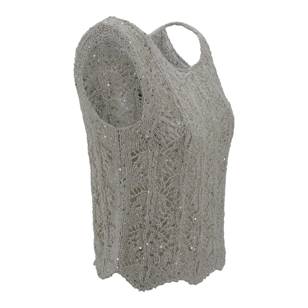 D.Exterior Kanten Kristal Mouwloze Top Beige Dames