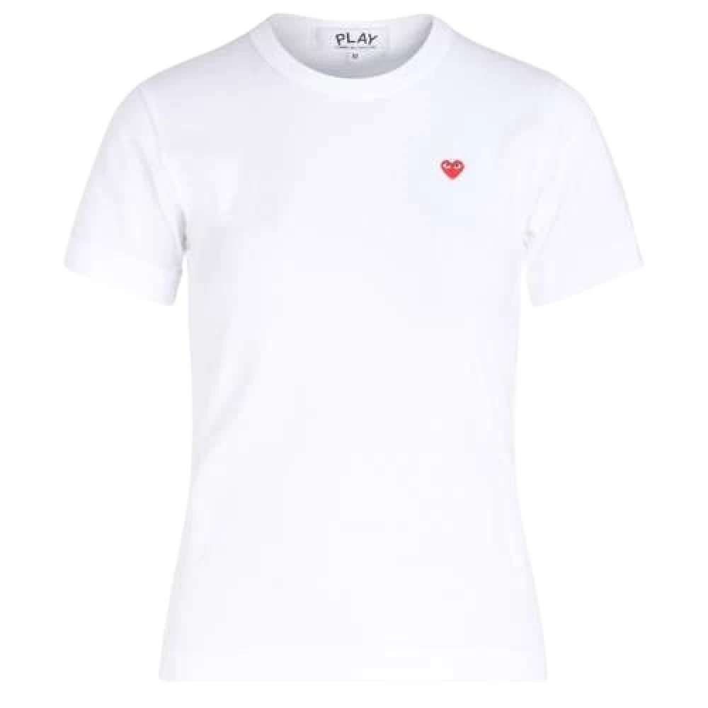Comme des Garçons Play Witte Katoenen T-shirt met Rode Hart White Dames