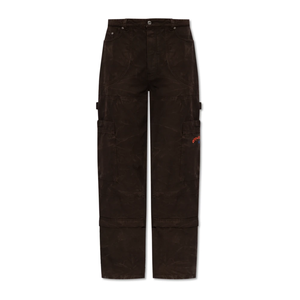 Off White Jeans met logo Brown Heren