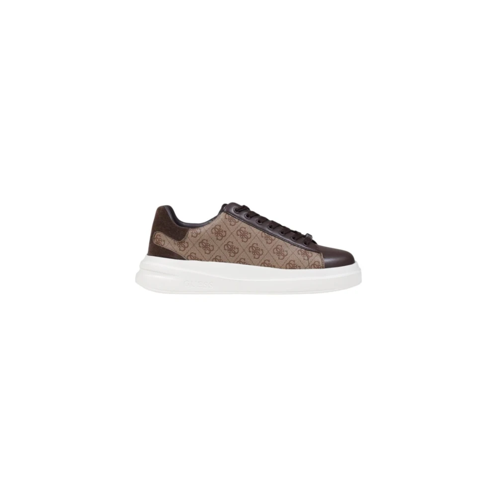 Guess Uomo Marrone, Pelle Per Fmpvibfal12 Sneaker Elba 4G Logo Marrone (44), Basso, Stringhe, Casual - Immagine 5