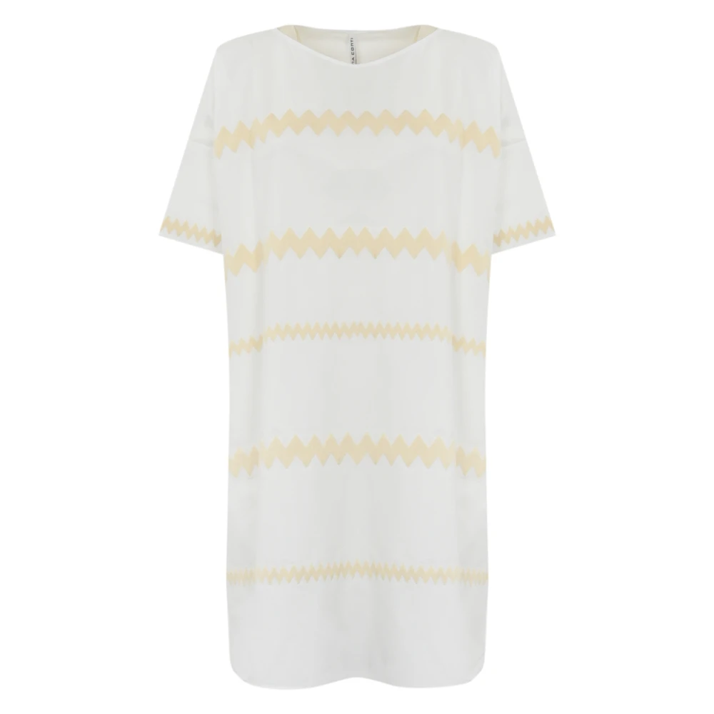 Liviana Conti Zigzag Geborduurde Katoenen Jurk White Dames