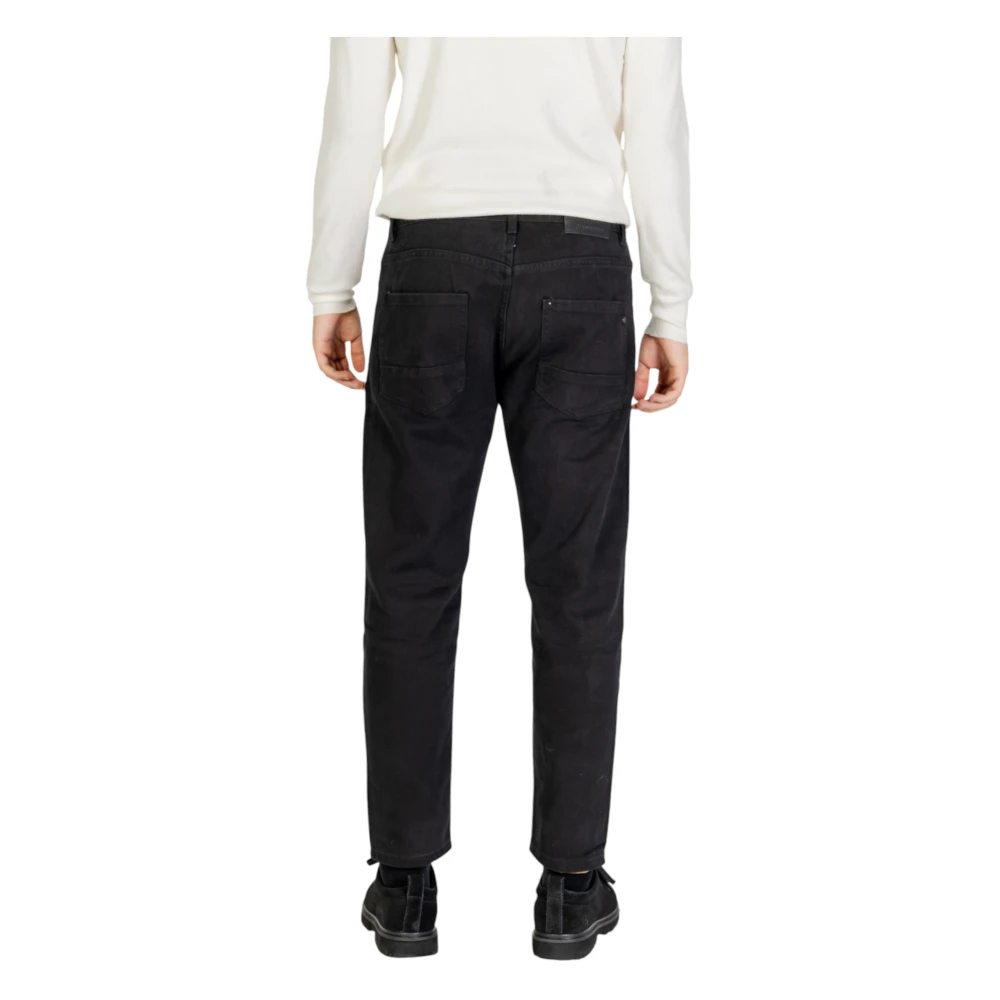 Gianni Lupo Zwarte katoenen broek met zakken Black Heren