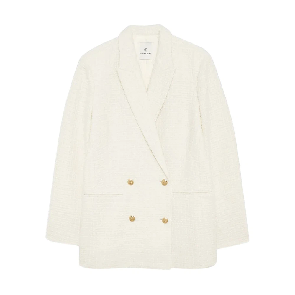 Anine Bing Elegant Tweed Blazer White, Dam