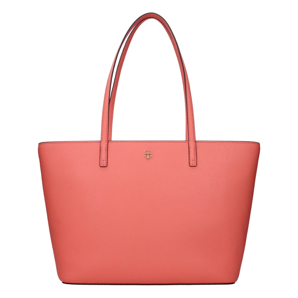 Tory Burch Women's Pink Shopping Bags, One Size, Leather Shoulder Bag With Front Logo