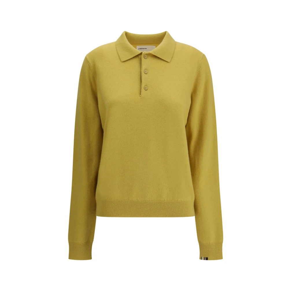Extreme Cashmere Women's Yellow Cashmere Knitwear, One Size, N°223 Be For Polo Jumper