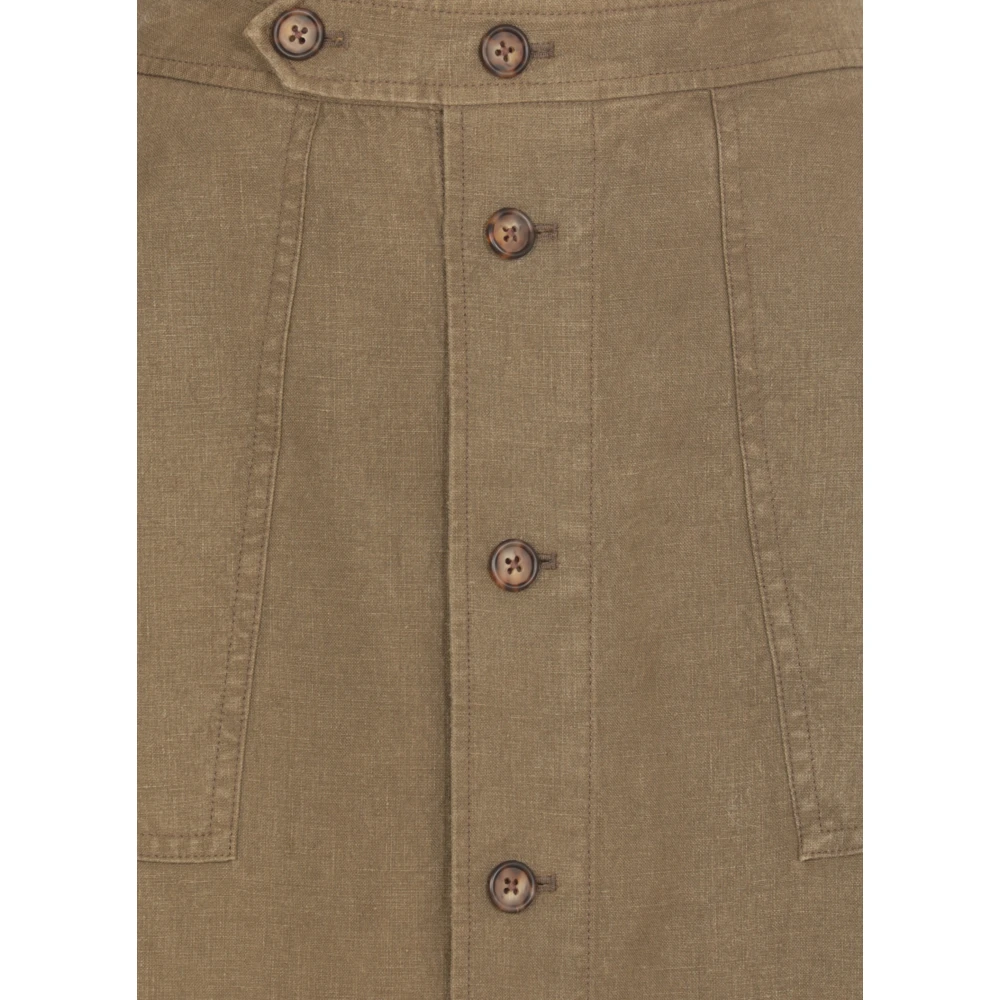 Ralph Lauren Lange Rok met Knopen aan de Voorkant Green Dames