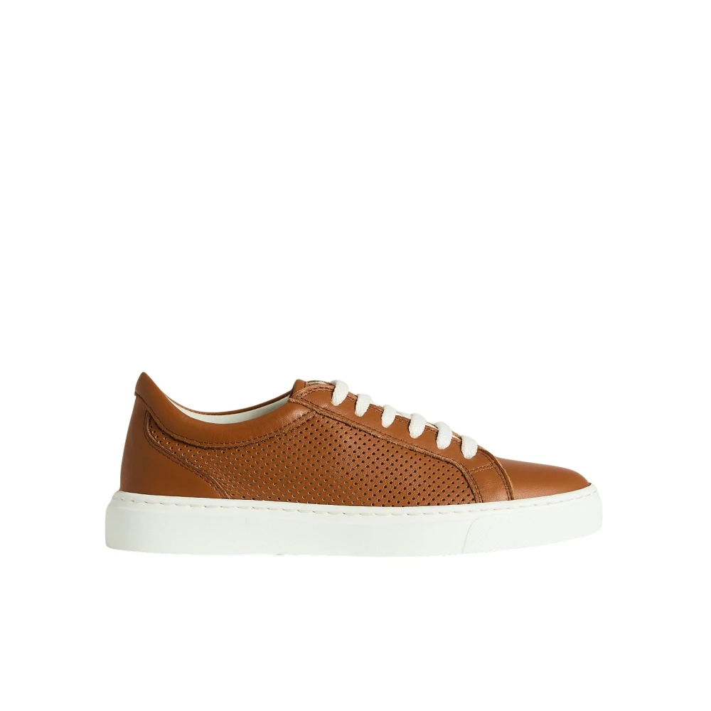 Kiton Leather Sneakers Dames Schoenen Bruin