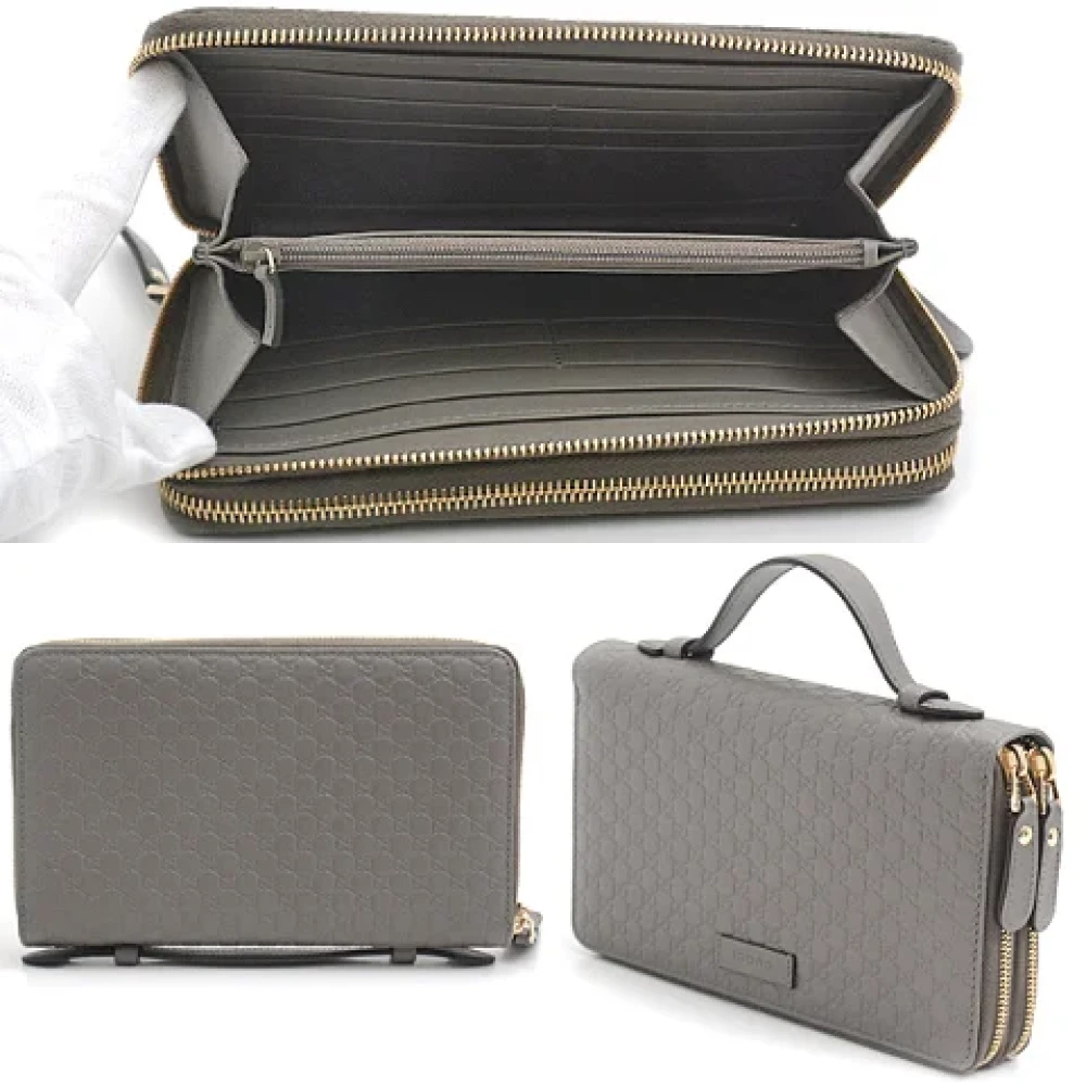 Gucci Vintage Pre-owned Leather wallets Gray Heren