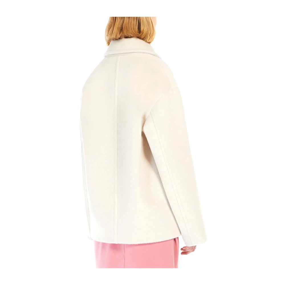 Max Mara Beige Alpaca Wol Double-Breasted Jas Beige Dames