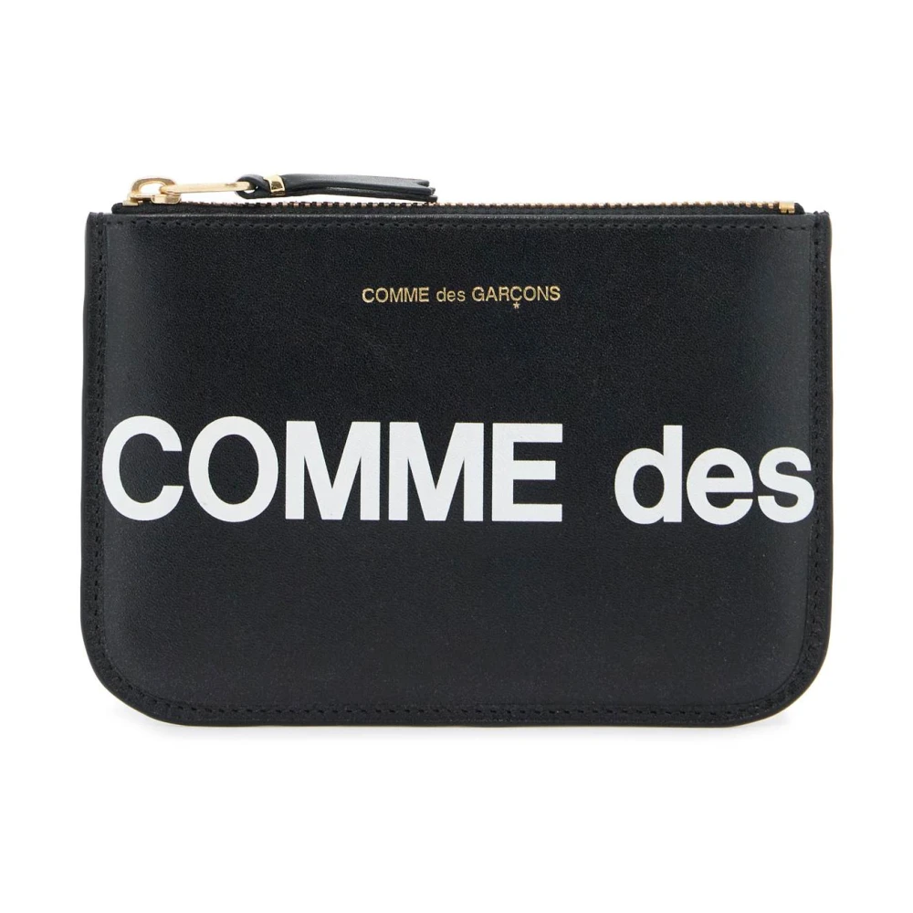 Comme des Garçons Logo Leren Pouch met Ritssluiting Black Heren