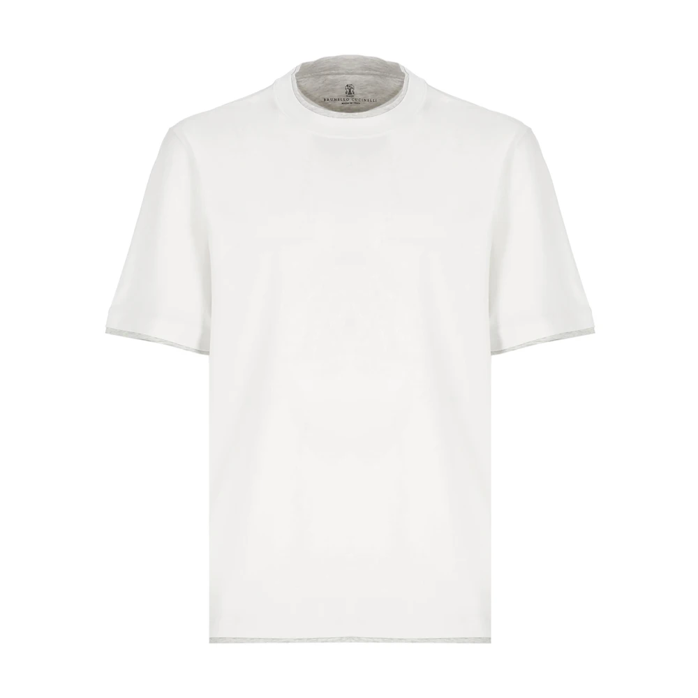 BRUNELLO CUCINELLI Witte Katoenen T-shirt voor Mannen White Heren