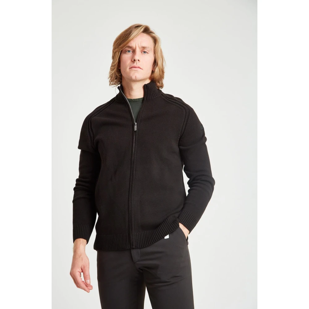 RRD Effen Katoenen Sweater met Rits Black Heren