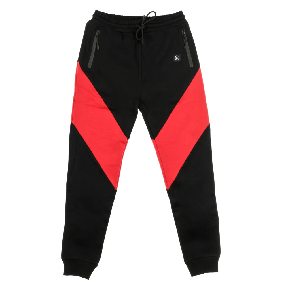 Dolly Noire Heren Fleece Trainingsbroek Zwart Rood Black Heren