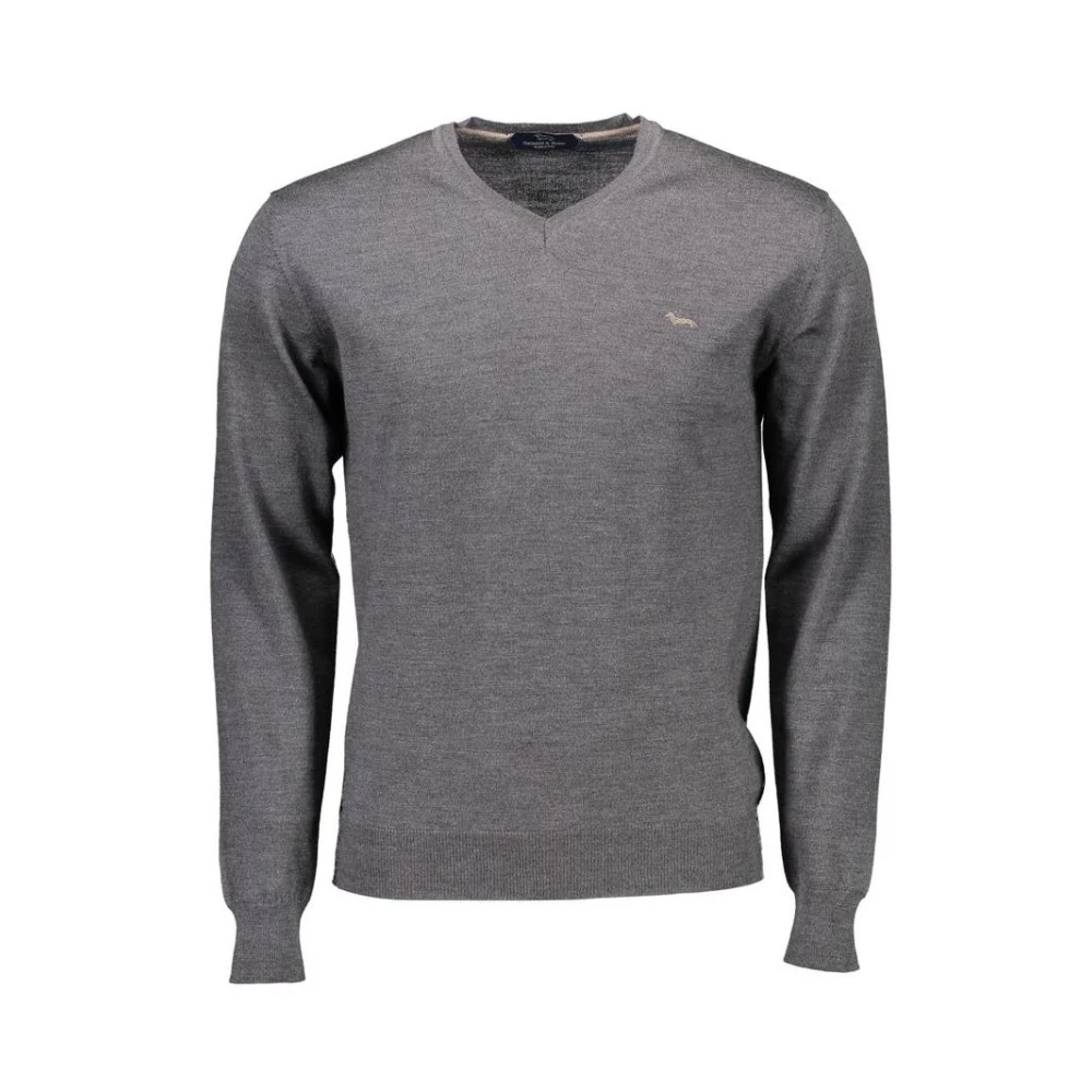 Harmont & Blaine Men's Gray Merino Wool Vneck Jumper