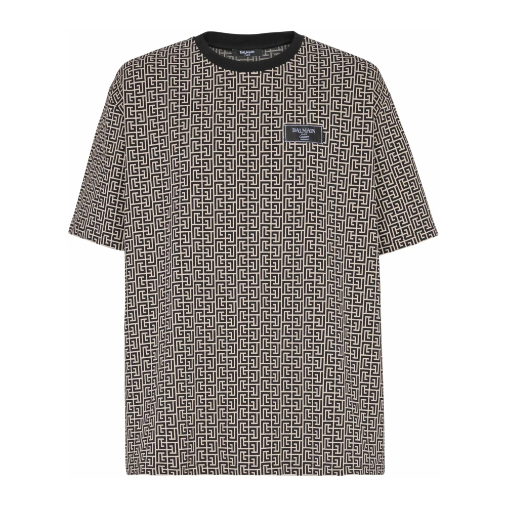 Balmain Black Monogram Jacquard T-Shirt - Male - T-Shirts - L - Tops