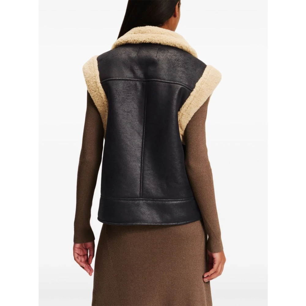 Karl Lagerfeld Zwart Vest Schaapskrullen Beige Voering Black Dames