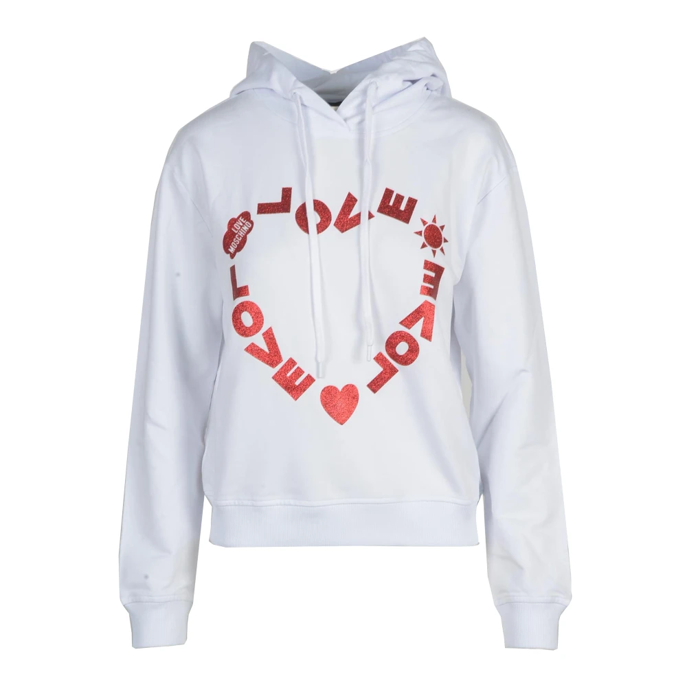 Love Moschino Katoen Elastaan Gebreide Trui White Dames