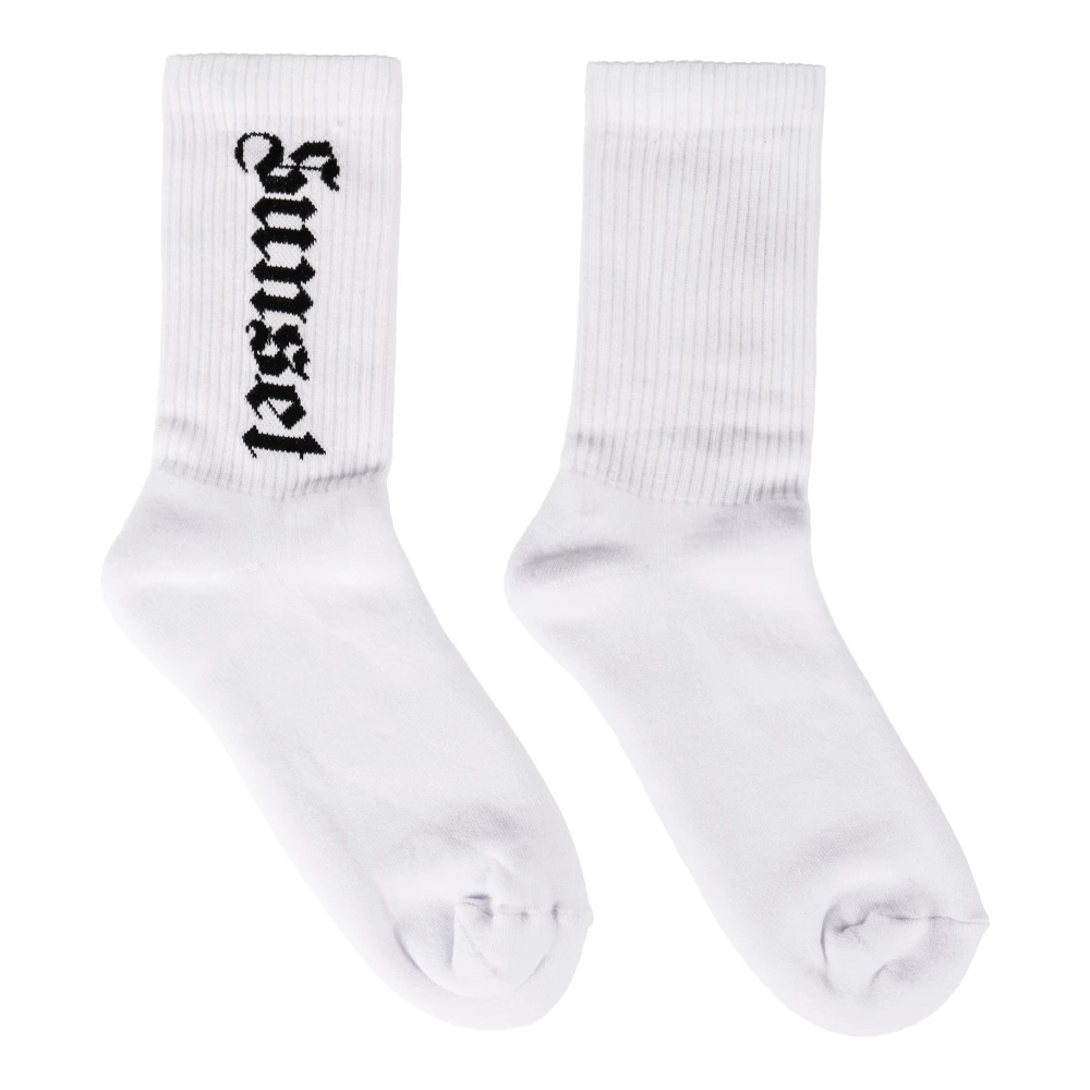 Palm Angels Logo Intarsia Katoenen Sokken White Heren