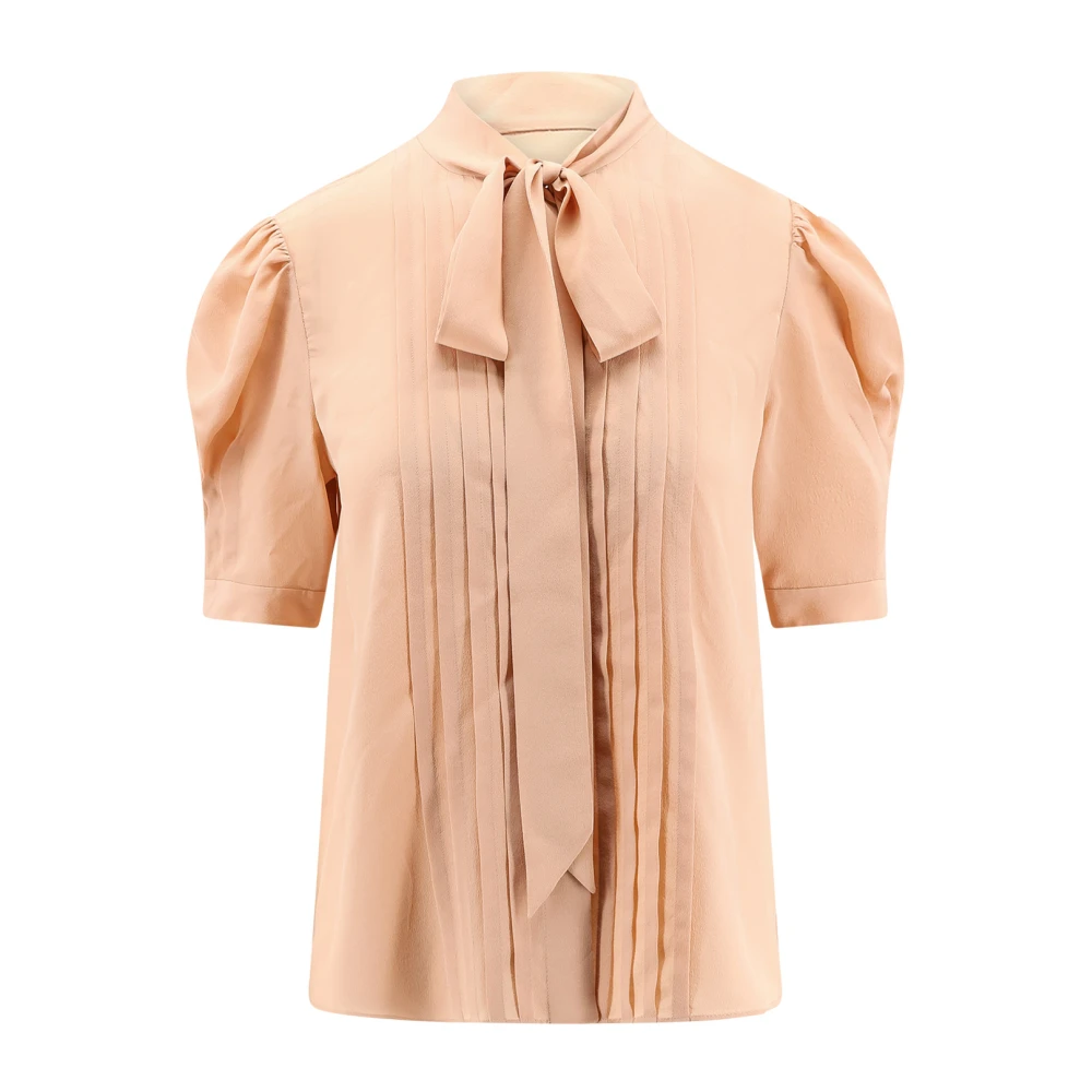 Chloé Zijden Lavallière Crepe de Chine Shirt Pink Dames