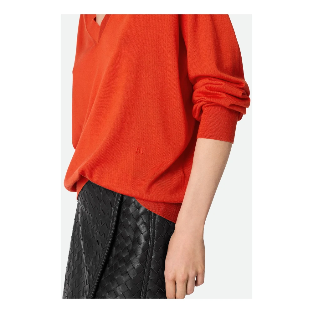 Bottega Veneta Luxe Cashmere V-Neck Sweater Oranje Orange Dames