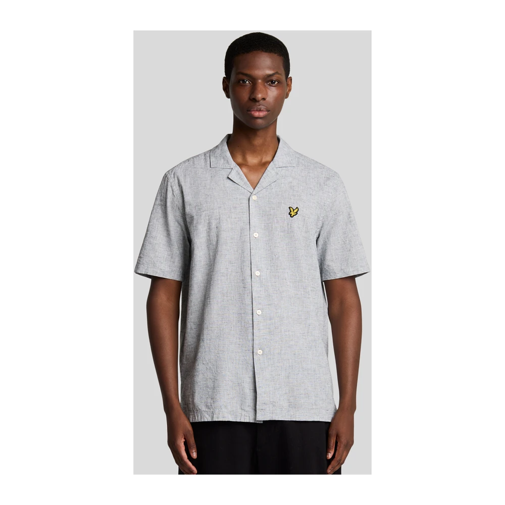 Lyle & Scott LS Geweven Overhemden Linnenmix Oxford Revere Overhemd Gray Heren