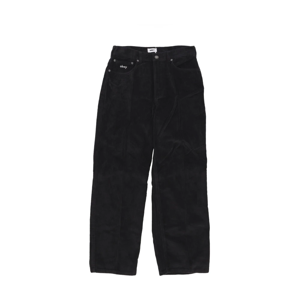 Obey Zwarte Corduroy Herenbroek Black Heren