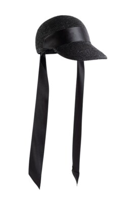 black-straw-ribbon-cap
