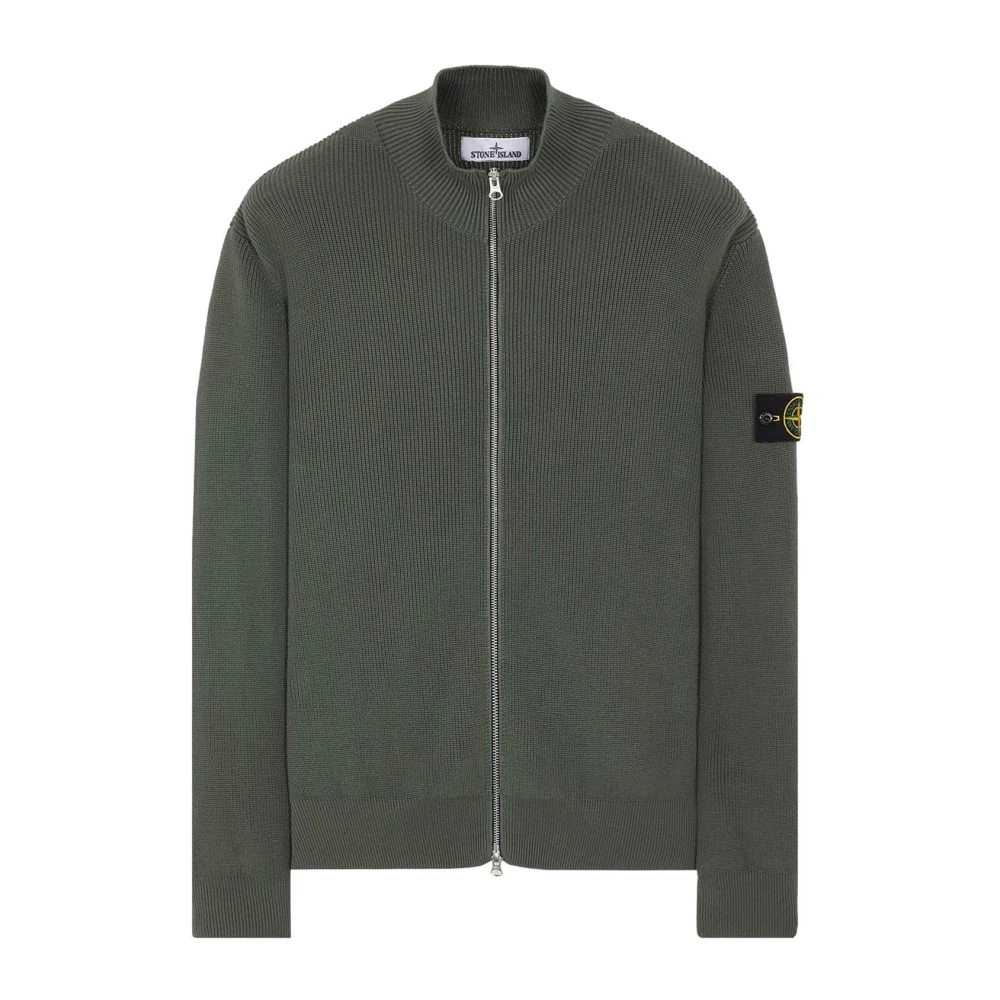 Stone Island Moderne Zip-Up Jas 'Maglia' Green Heren