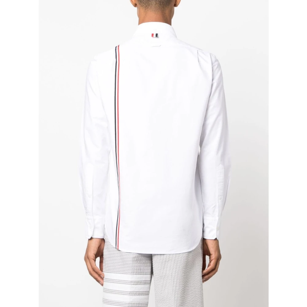 Thom Browne Witte Oxford Katoenen Overhemd met Tricolor Detail White Heren