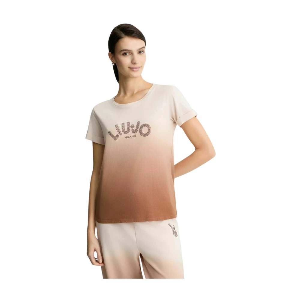 Liu Jo Logo Rhinestone T-Shirt Korte Mouw Multicolor Dames