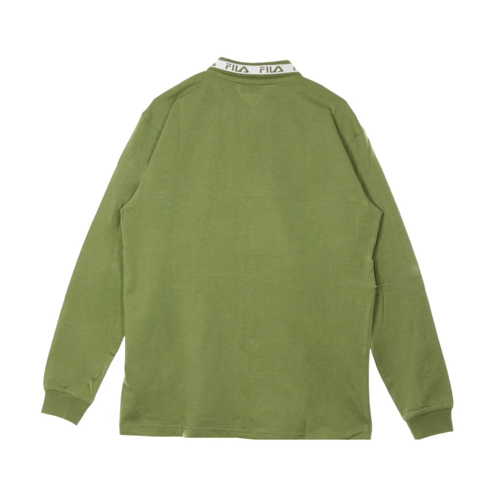 Fila Lange Mouw Polo in Diep Lichen Groen Zwart Wit Multicolor Heren
