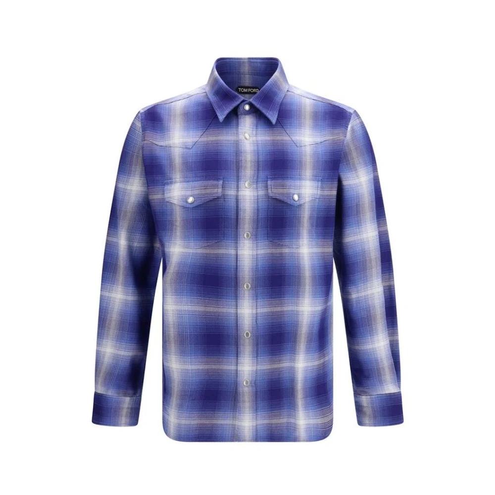 Tom Ford Men's Blue Patterned Cotton Shirt