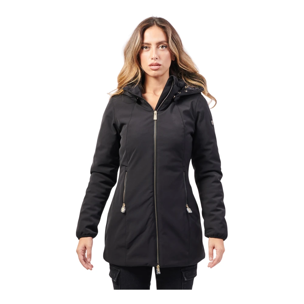 YES ZEE Zwarte gewatteerde capuchonjas Black Dames