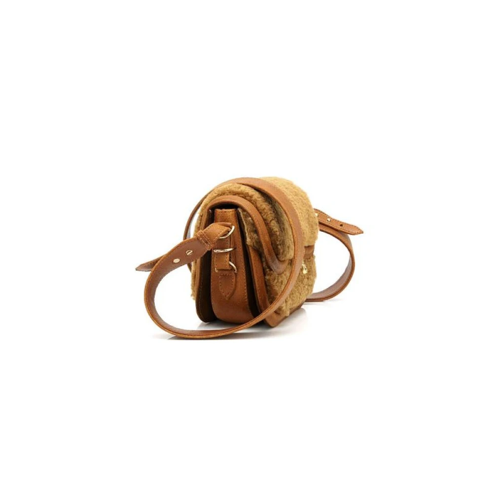 Claris Virot Mini Manon Leren Schoudertas Brown Dames