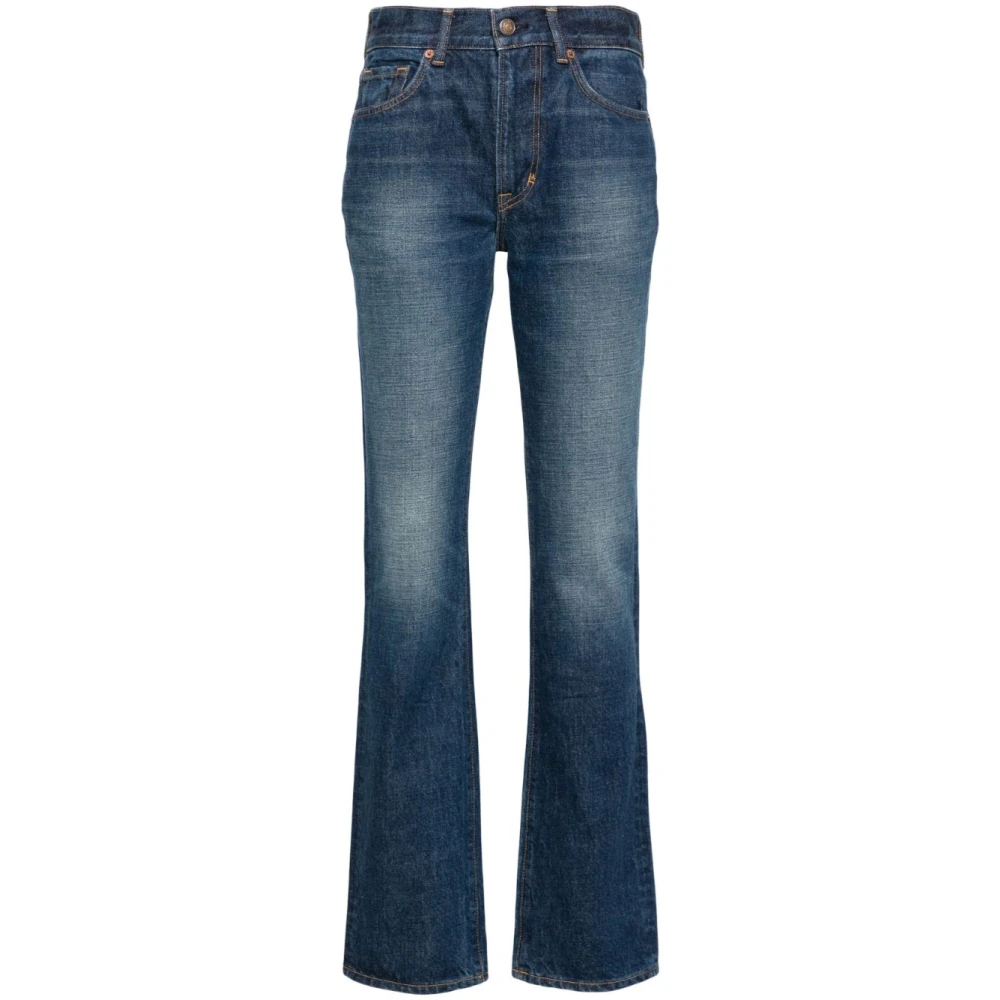 Tom Ford Stone Wash High Waist Straight Leg Jeans Blue Dames