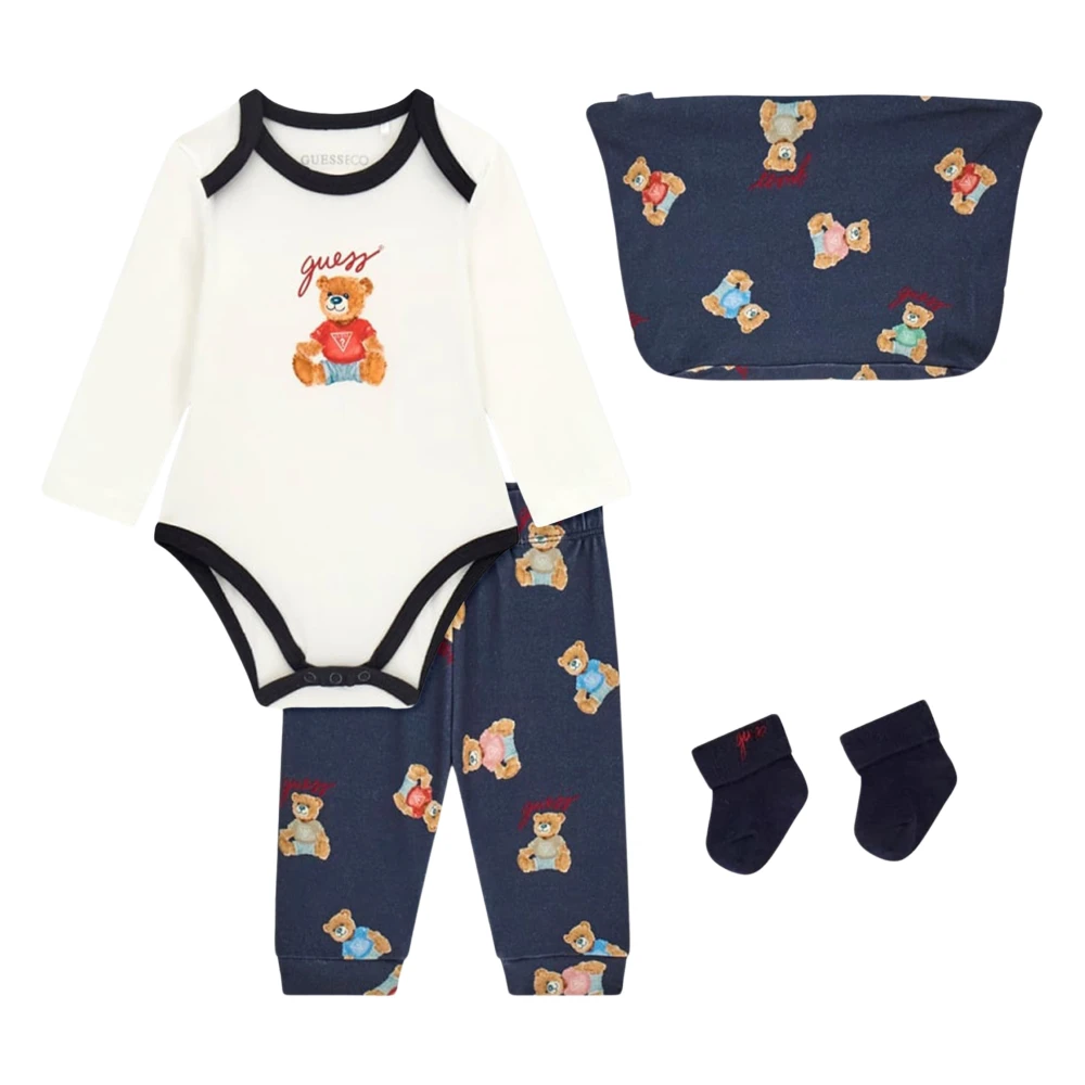 Guess Baby Teddy Bear Bodysuit Set In Navy - Unisex - Kids Sets - Blue - 12 M - Kids