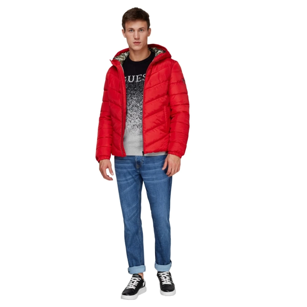 Guess Gewatteerde jas met capuchon Red Heren