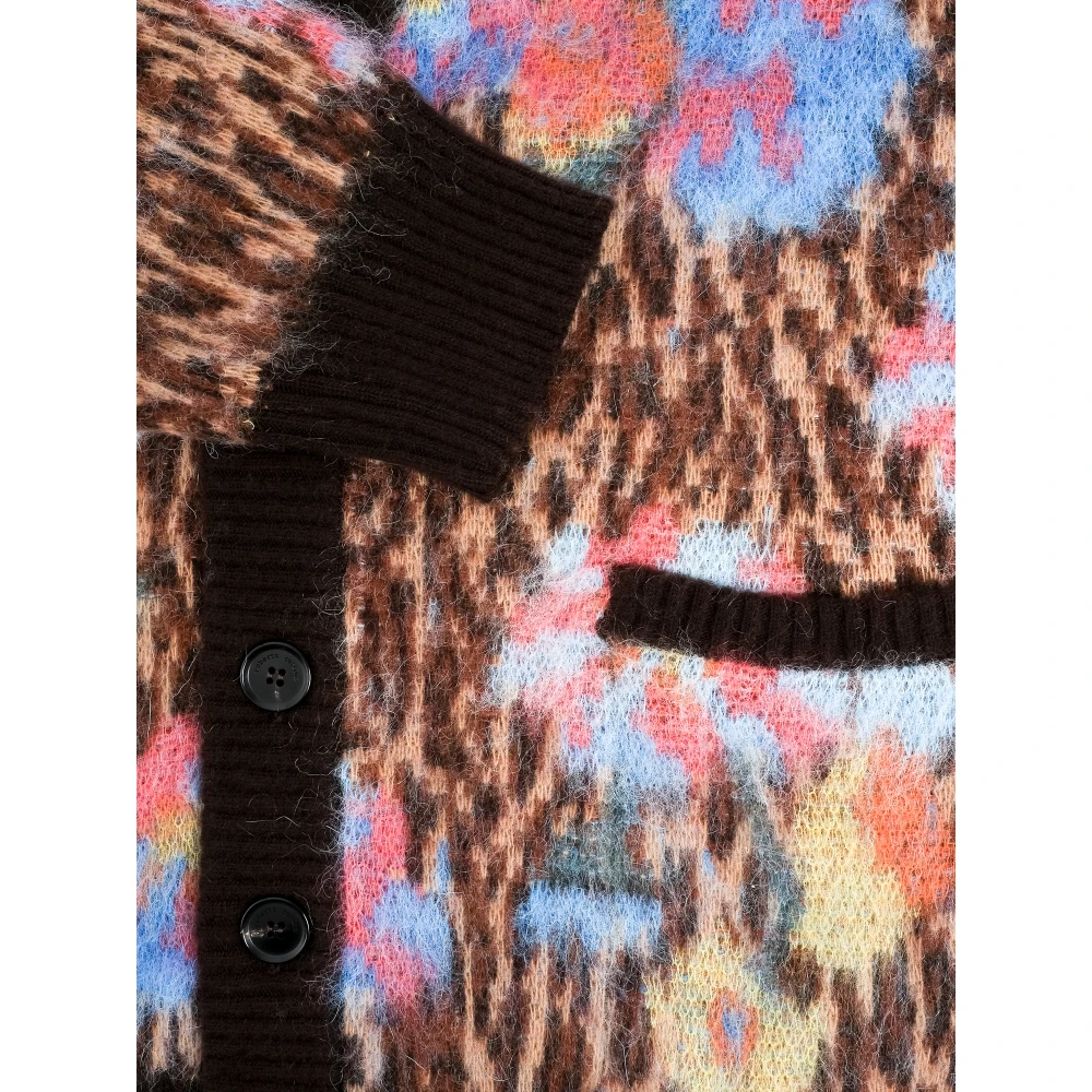 Roberto Collina Animalier Bloemen Cardigan Grunge Stijl Multicolor Heren