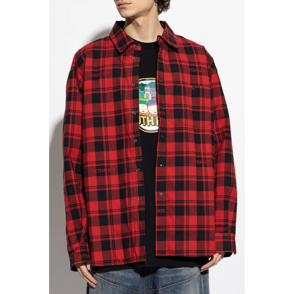 Vetements Gewatteerd shirt met ruitpatroon Red Heren