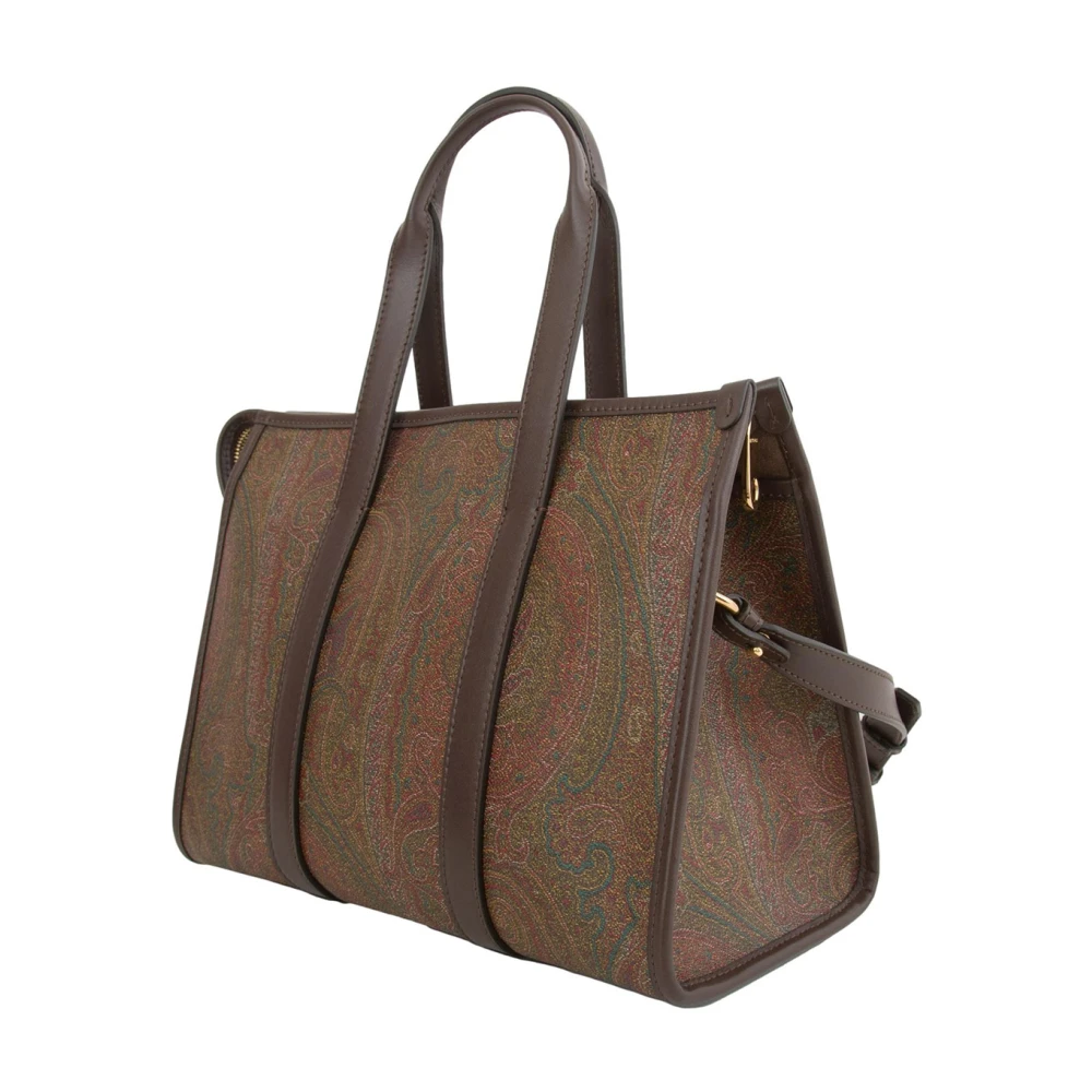 ETRO Fantasia Arnica Leren Top Handvat Tas Brown Dames