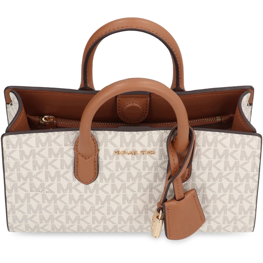 Michael Kors Kleine Gecoate Stoffen Schoudertas Beige Dames