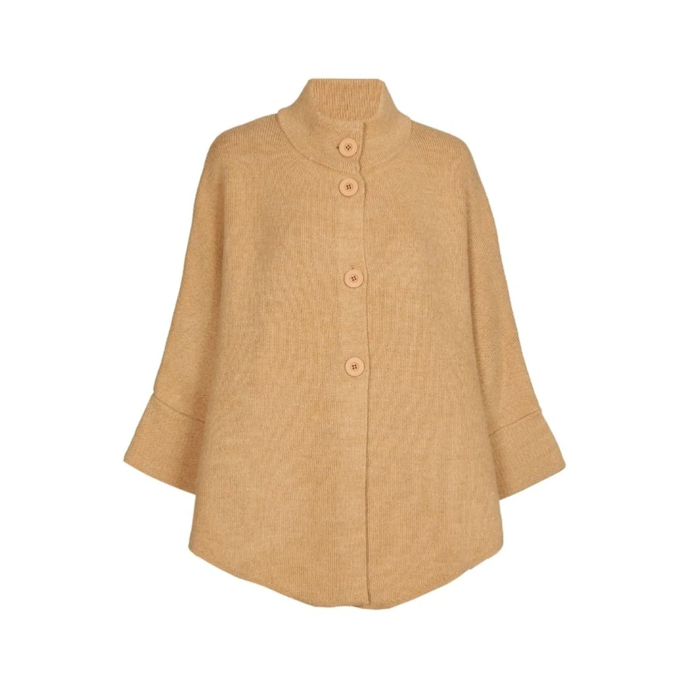 Marie Méro Kameel Cape met knopen Brown Dames