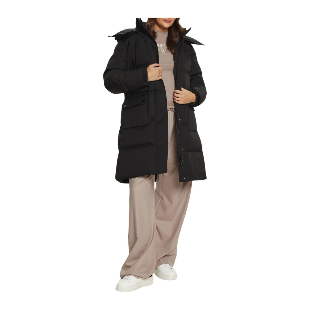 Guess Echte Dons Jet Black Winterjas Black Dames