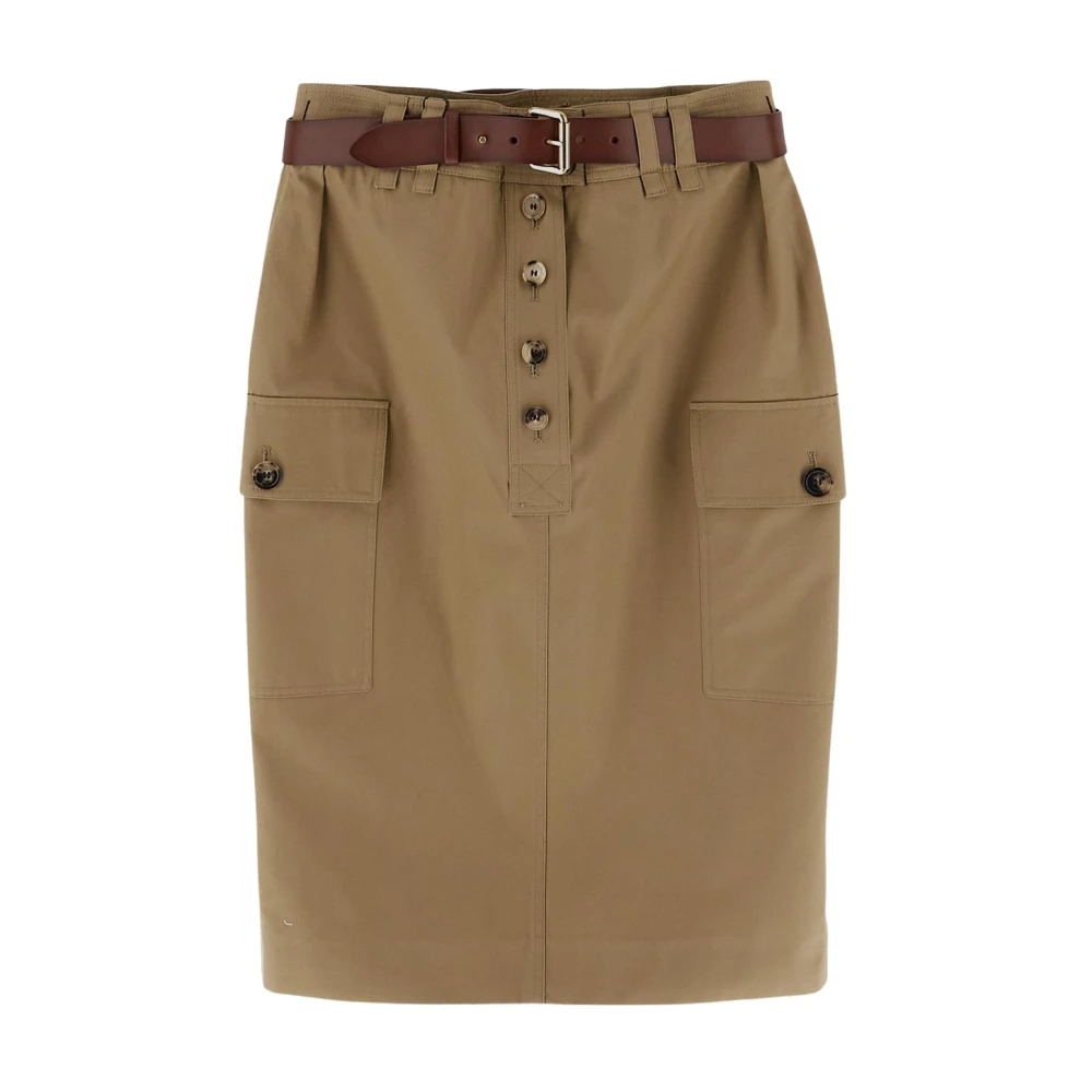 Saint Laurent Cassandre Midi Rok Brown Dames