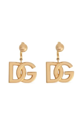 Guld Clip-On Drop Örhängen Logo Charm
