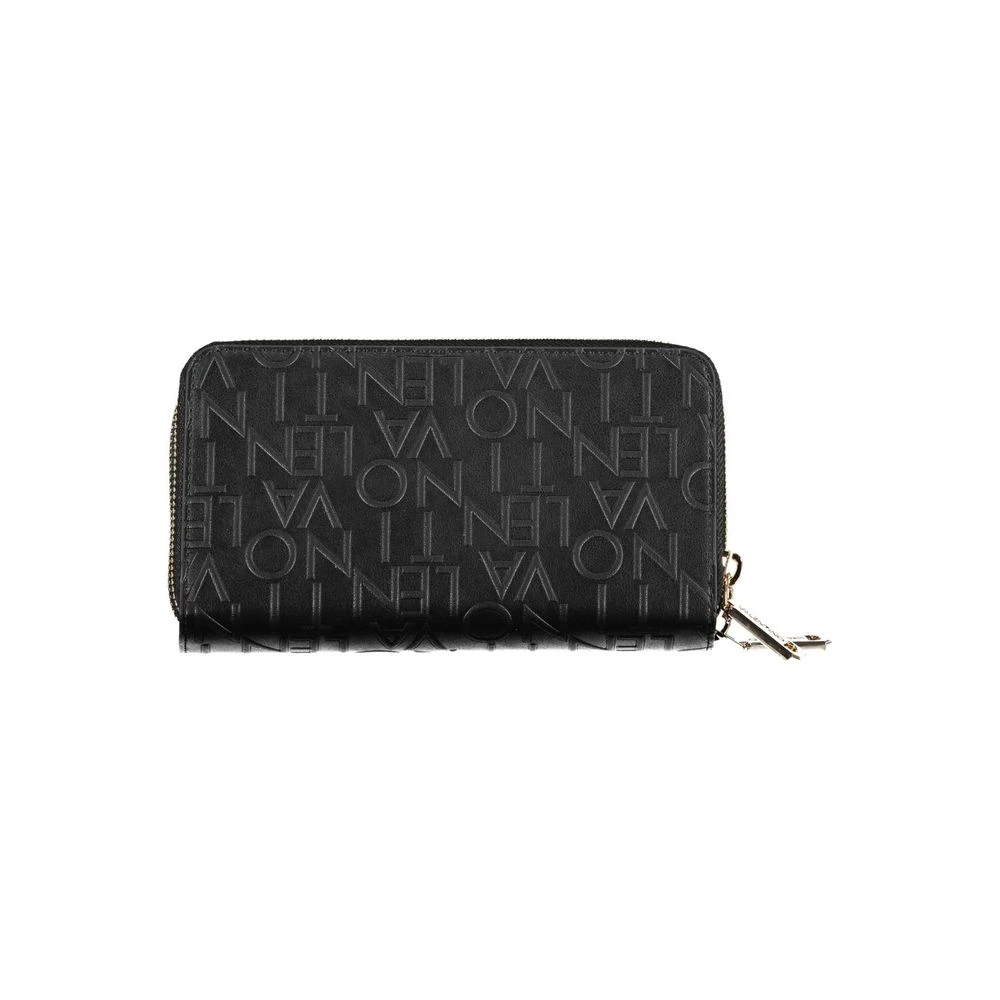 Valentino by Mario Valentino Zwarte Portemonnee met Rits en Contrastdetails Black Dames